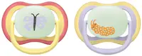 Suzete Philips Avent - Ultra Air Noapte, 0-6 luni, 2 bucăți, fluture/omidă