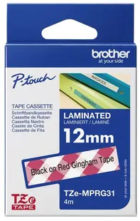 Bandă de etichetare Brother - TZe-MPRG31, 12 mm, roşu/negru