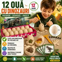 Set de Explorare 12 Oua de Dinozaur - cu Excavare pentru Copii, Jucarie Educativa si Interactiva, +3 Ani