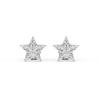 Cercei stea din aur alb cu diamante de 0.33ct
