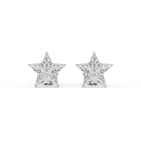 Cercei stea din aur alb cu diamante de 0.33ct