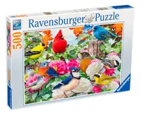 Puzzle Ravensburger din 500 de piese - Pasari in gradina