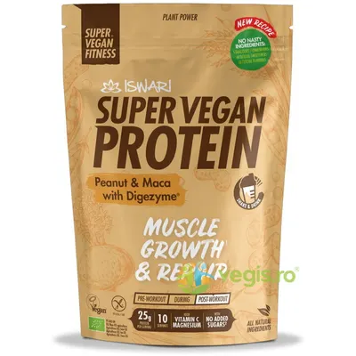 Proteina Super Vegan Potrivita dupa Efort cu Arahide si Maca fara Gluten Ecologica/Bio 400g