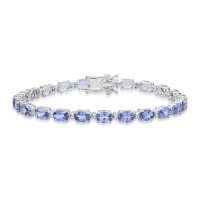Bratara tennis din aur alb cu tanzanite ovale de 11.823ct si diamante de 0.234ct