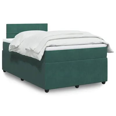 Gossi pat box spring cu saltea, verde inchis, 120x200 cm, catifea