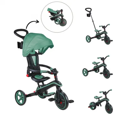 Tricicleta Globber Explorer 4 in 1 pliabila, culoare verde pal