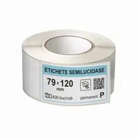 Rola etichete autoadezive semilucioase 79x120 mm, adeziv permanent, 400 etichete rola