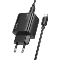 Incarcator Retea Cu Cablu USB-C HOCO N56, 30W, 3A, 2 x USB-A - 2 x USB-C, Negru