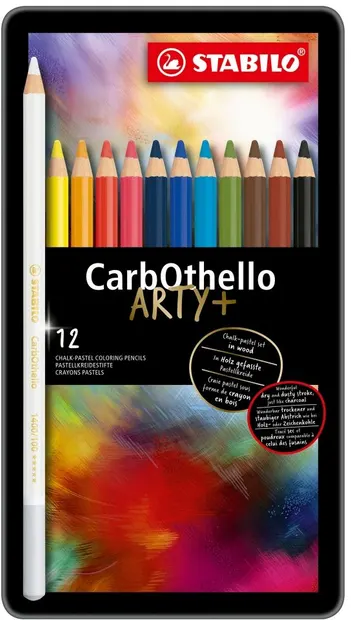 Creioane pastelate colorate Stabilo Arty - CarbOthello, 12 culori