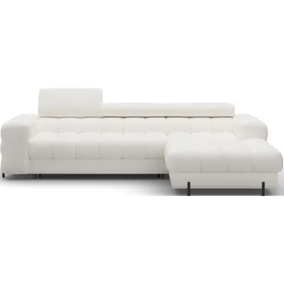 Colțar crem extensibil/cu spațiu de depozitare cu tapițerie din țesătură bouclé (cu colț pe partea dreaptă/cu șezlong) Felro – ELTAP