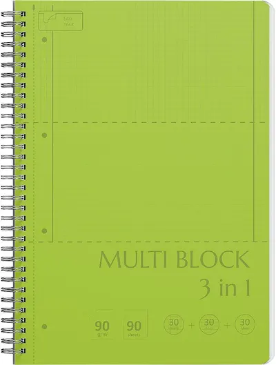 Caiet cu spirală Ilijanum Multiblock - A4, 90 foi, sortiment