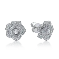 Cercei florali din aur alb cu diamante de 0.79ct