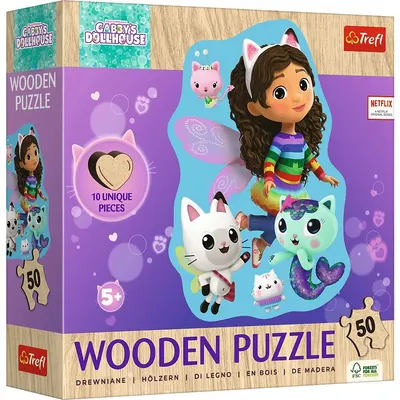 Puzzle din lemn pentru copii Trefl din 50 piese - Gabby fericită