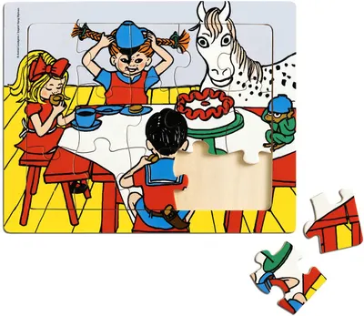 Puzzle din lemn in rama Pippi - Pippi Longstocking, 15 piese