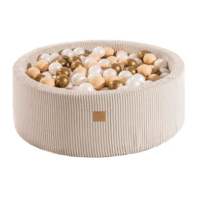 Piscină cu bile crem din catifea reiată ø 90x30 cm Montessori – Meowbaby