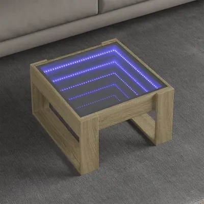 Gossi masuta de cafea cu led infinity, stejar sonoma, 50x53x30 cm