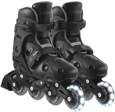 Patine cu role pentru copii 2 în 1 Globber - Go Skates Lights, 34 - 37, negru
