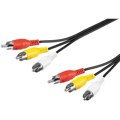Cablu Audio Video 3 x RCA Tata - 3 x RCA Tata, Negru 2m Goobay