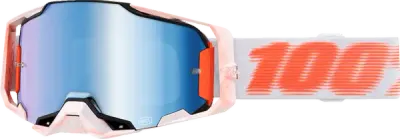 Ochelari cross atv 100% Armega Tubular, lentila oglinda albastra, culoare rama multicolor grafic