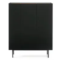 Comodă neagră înaltă cu aspect de lemn de stejar 95x120 cm Arista – Teulat