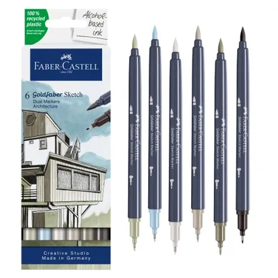 Set de markere Faber-Castell Goldfaber Sketch - Architect, 6 culori