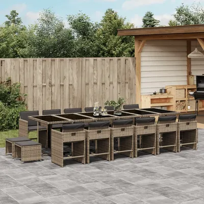 Gossi set mobilier de gradina cu perne, 17 piese, gri, poliratan