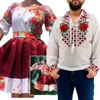 Set Cuplu Traditional 257 Camasa Traditionala si Rochie cu motive traditionale