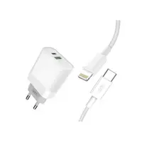 Incarcator retea USB/USB-C, Quick Charge QC3.0 20W cu cablu compatibil Lighting (Iphone ) Cod:XO-L64-NB113