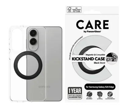 Husa CARE - Kickstand, Galaxy S25 Edge, QI, transparent