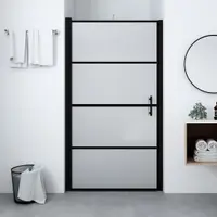 Gossi usa de dus, negru, 91 x 195 cm, sticla securizata mata
