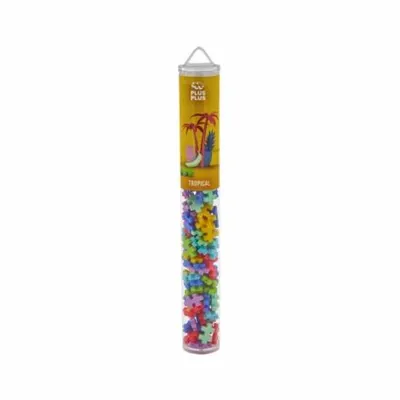 Set constructie Plus-Plus, tub 100 piese, Tropical Mix, culori tropicale