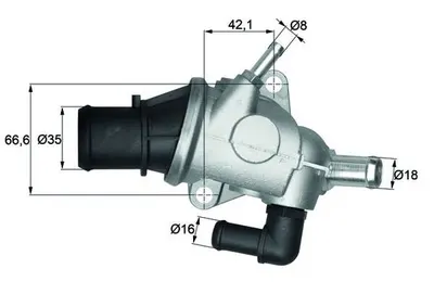 Termostat lichid racire (88 C, in carcasa) potrivit ALFA ROMEO 145, 146, 147, 156, GT, GTV, SPIDER; FIAT BARCHETTA, COUPE, PUNTO, STILO; LANCIA DELTA II, LYBRA 1.6-3.0 04.95-03.12