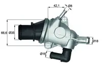 Termostat lichid racire (88 C, in carcasa) potrivit ALFA ROMEO 145, 146, 147, 156, GT, GTV, SPIDER; FIAT BARCHETTA, COUPE, PUNTO, STILO; LANCIA DELTA II, LYBRA 1.6-3.0 04.95-03.12