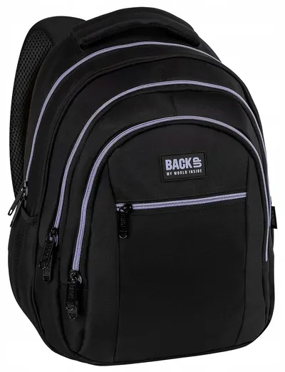 Ghiozdan școlar BackUp 8 O - Black, cu 3 compartimente , сиви ципове