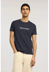 Tricou din bumbac cu imprimeu logo - Albastru oceanic/Albastru deschis