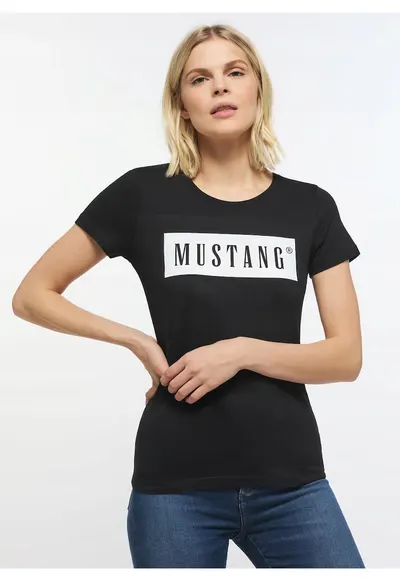 Tricou regular fit cu logo - 100% bumbac - Alina - Negru