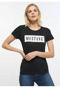 Tricou regular fit cu logo - 100% bumbac - Alina - Negru