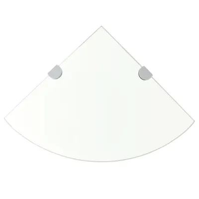vidaXL Raft de colț din sticlă transparentă cu suporți crom 25 x 25 cm