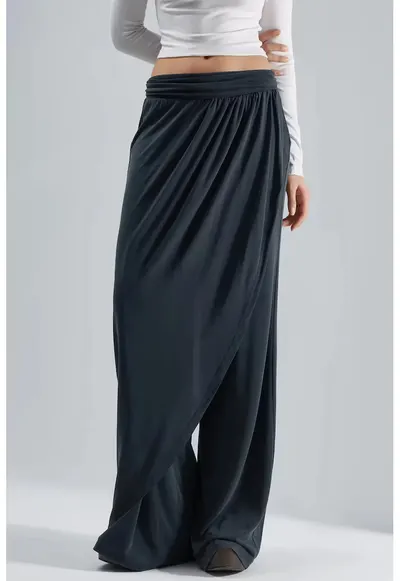 Pantaloni dama modal/poliester - gri inchis