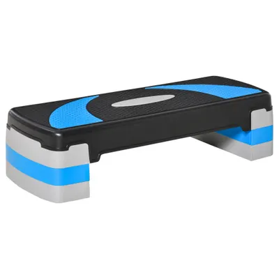 HOMCOM Stepper Fitness Reglabil pe 3 Înălțimi 10-15-20 cm, Albastru Și Negru