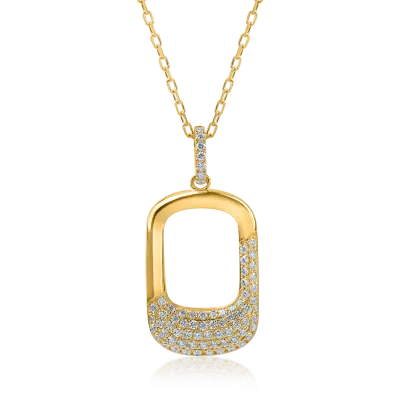 Lant cu pandantiv geometric din aur galben cu diamante de 0.34ct