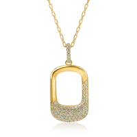 Lant cu pandantiv geometric din aur galben cu diamante de 0.34ct