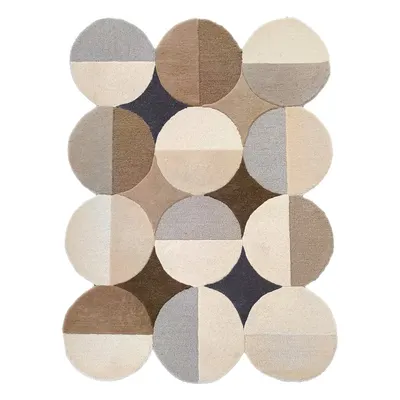 Covor grej țesut manual din lână 200x290 cm Mia Ellipse – Flair Rugs