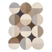 Covor grej țesut manual din lână 200x290 cm Mia Ellipse – Flair Rugs