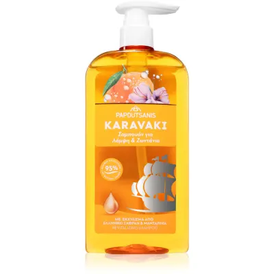 PAPOUTSANIS Karavaki Shine & Vitality șampon pentru un par stralucitor si catifelat 600 ml