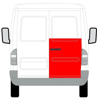 Panou reparatie usa Dreapta Spate potrivit MERCEDES SPRINTER 901, 902, 903, 904, 905; VW LT II 1995-2006 - (Copertă; partea inferioara; 1/2 inaltime)