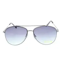 Ochelari de soare aviator cu rama metalica argintie si lentile degrade gri