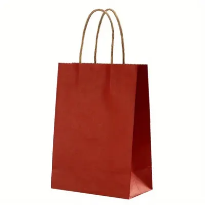Pungi Hartie Bordo cu Manere Rasucite, Biodegradabile, 20 x 9 x 25 cm, 100 Bucati