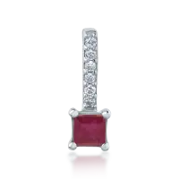 Pandantiv din aur alb cu rubin princess de 0.182ct si diamante de 0.03ct