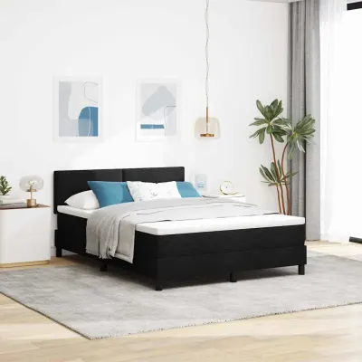 vidaXL Pat cu arcuri cu headboard Manual Negru 160 x 200 cm țesătură